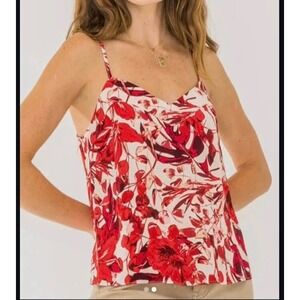 En Creme Medium Tropical Cami Florist Flowy Vacation Travel Beachy Neutral